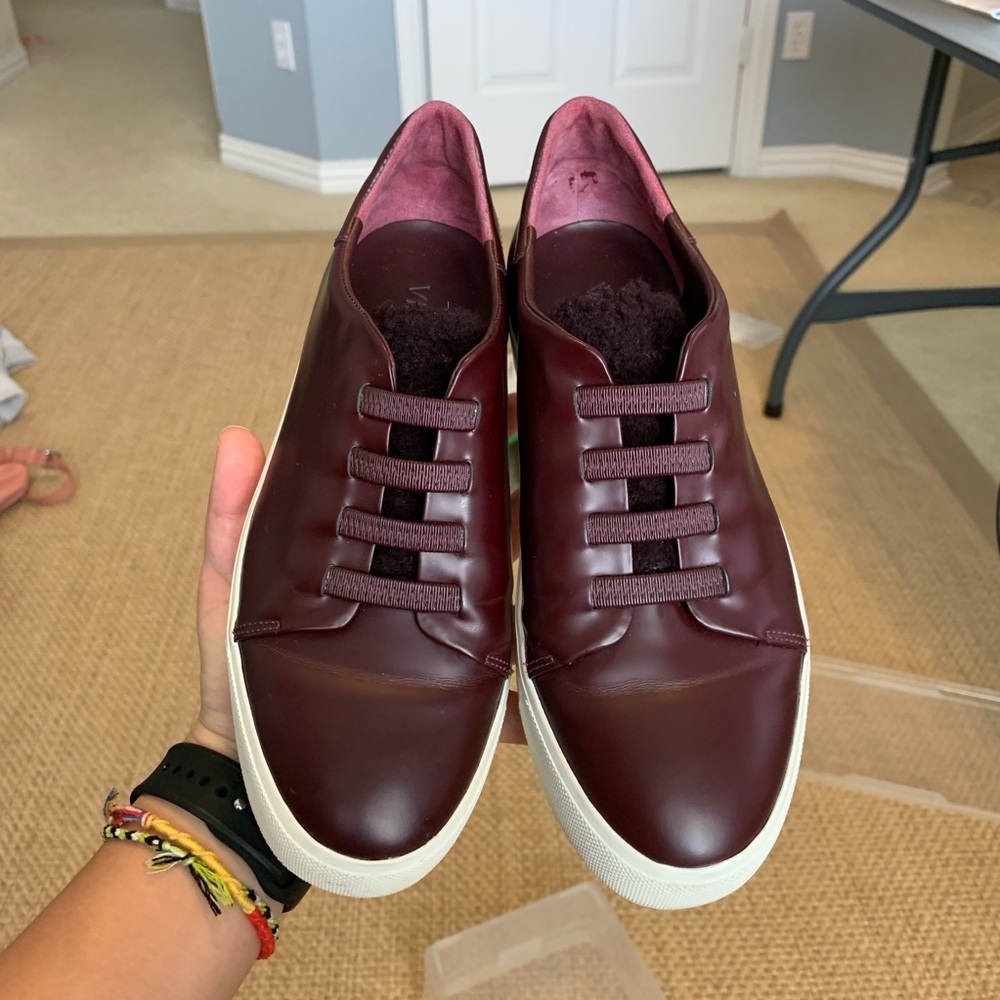 Vince. Bale Leather Low-Top Sneaker REAL FUR